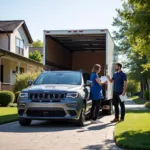 Car being delivered to a customer's home