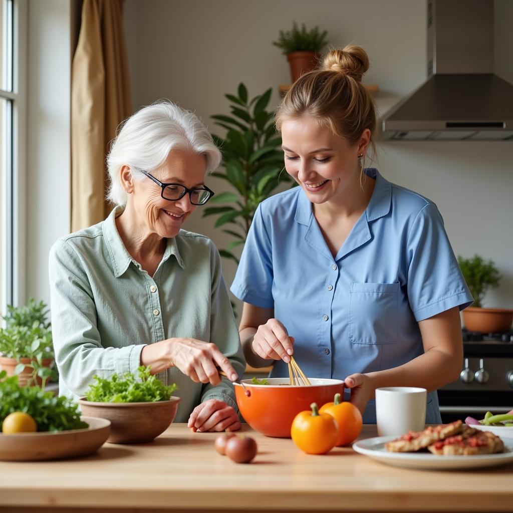 Home Care Aide Preparing a Meal for a Client