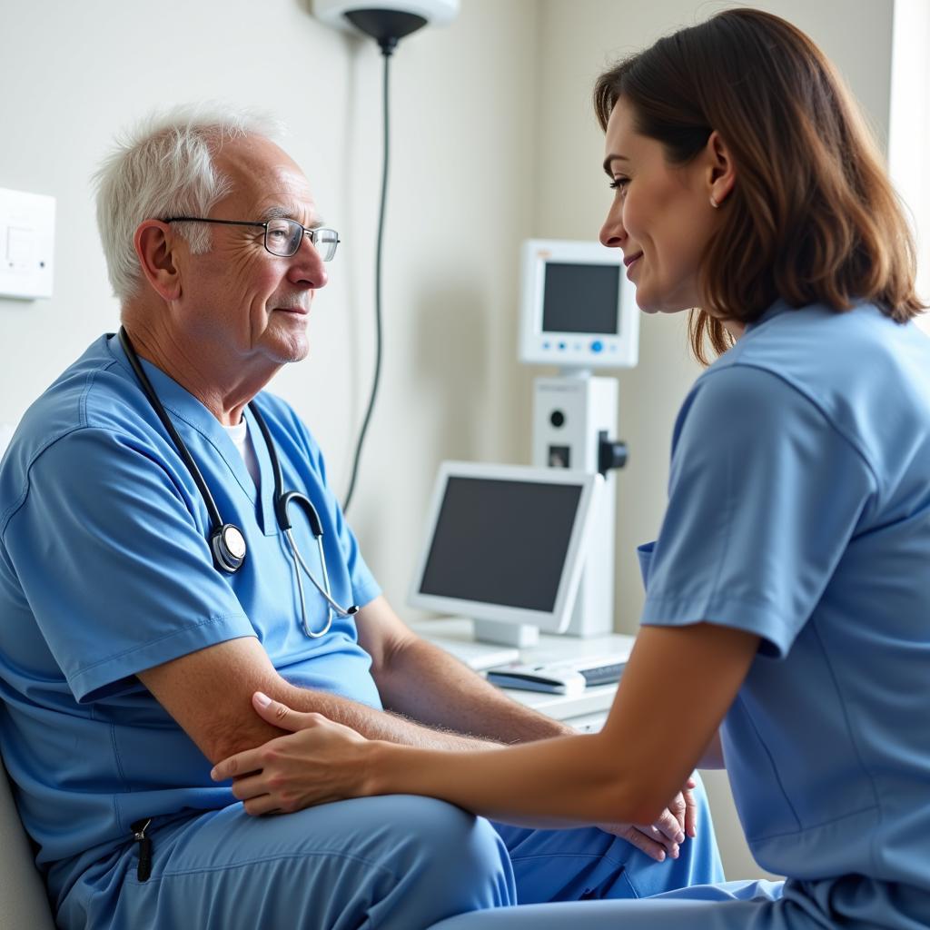 Home care nurse visiting a patient at home