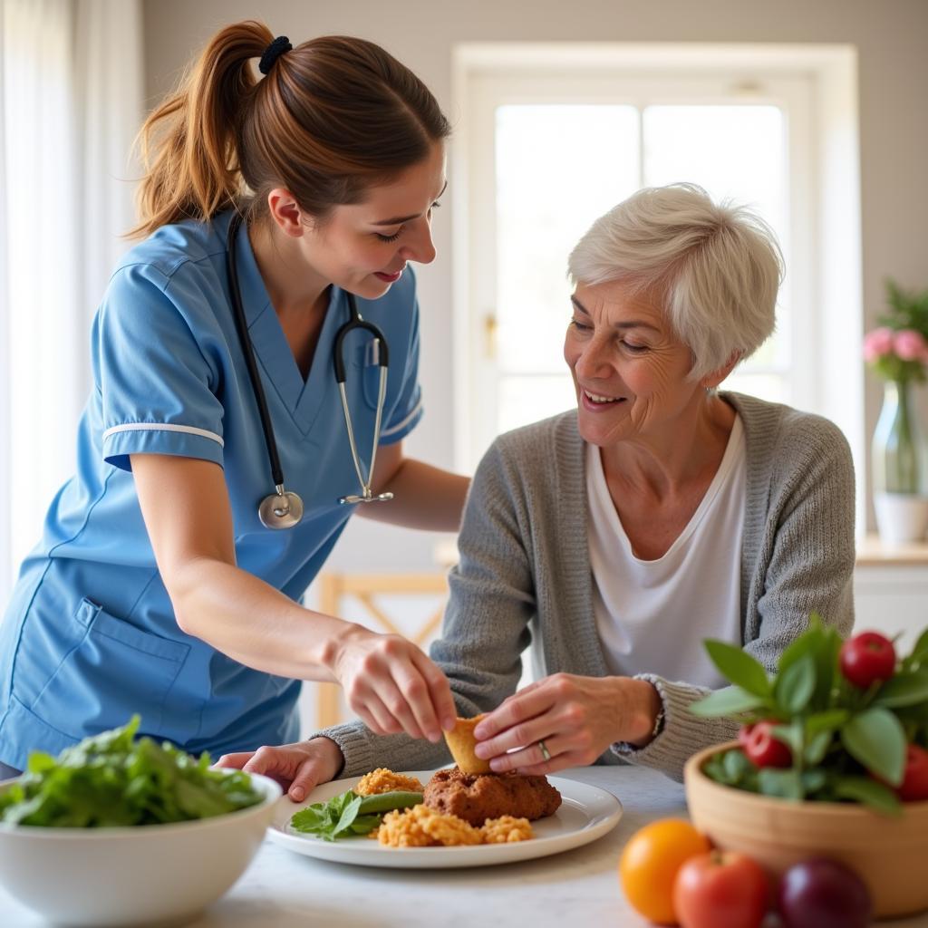 A Home Caregiver Assisting a Senior with Daily Tasks