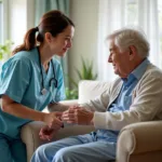 Home Health Care Nurse Assisting Elderly Patient