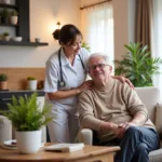 Senior receiving home respite care