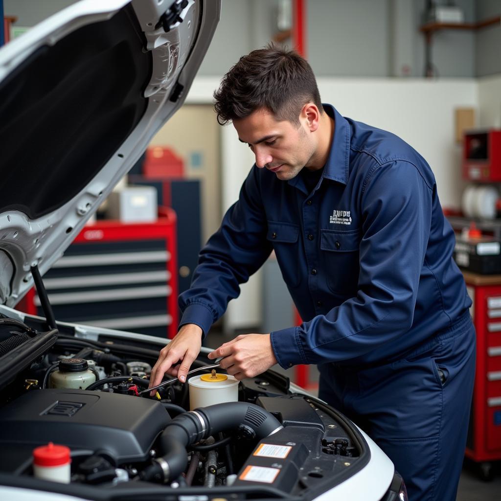 Honda Mechanic Checking Fluids