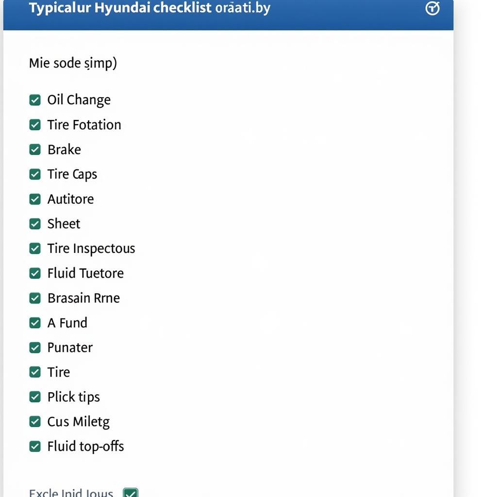 Hyundai Car Service Checklist