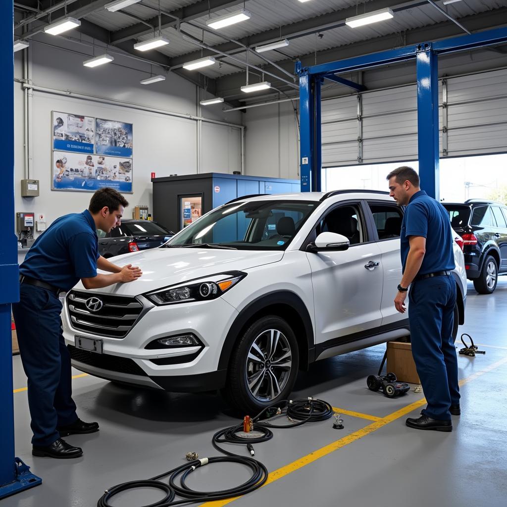 Hyundai Vehicle Undergoing Maintenance