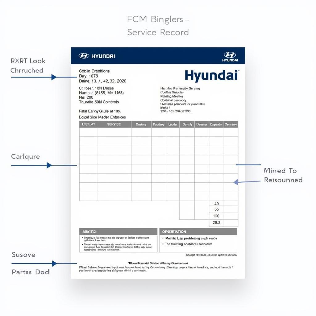 Example of a Hyundai Service Record