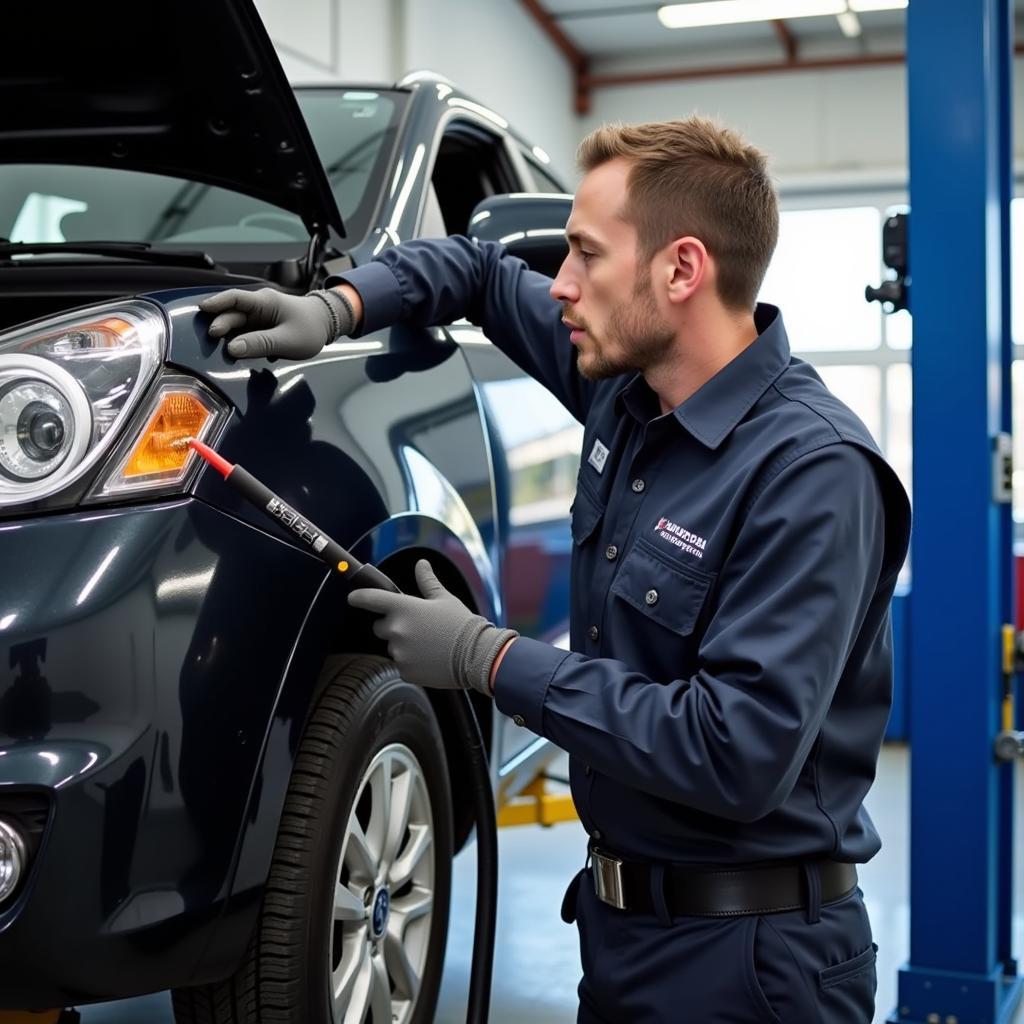 Hyundai Technician Performing Routine Maintenance