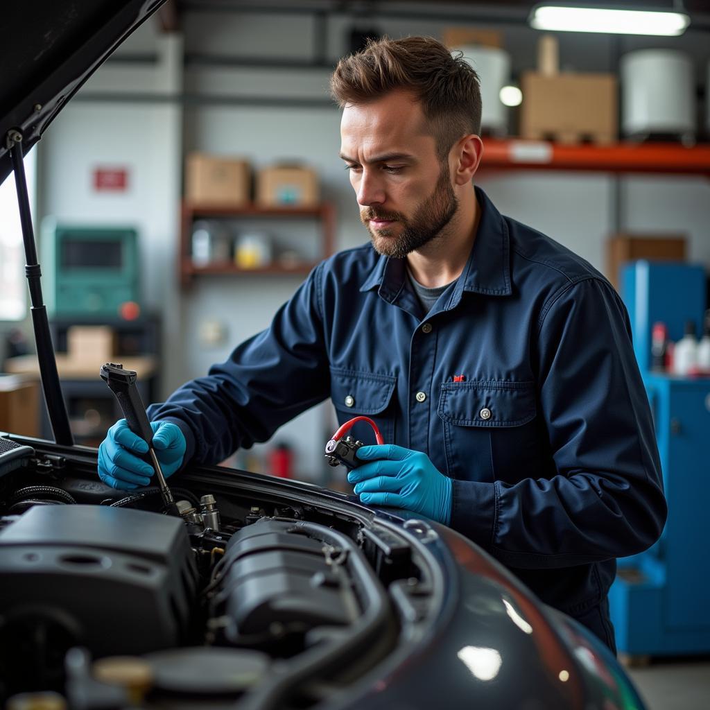 Independent Garage Mechanic at Work