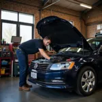 Mechanic working in an independent garage