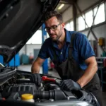 Experienced Mechanic Working in an Independent Garage