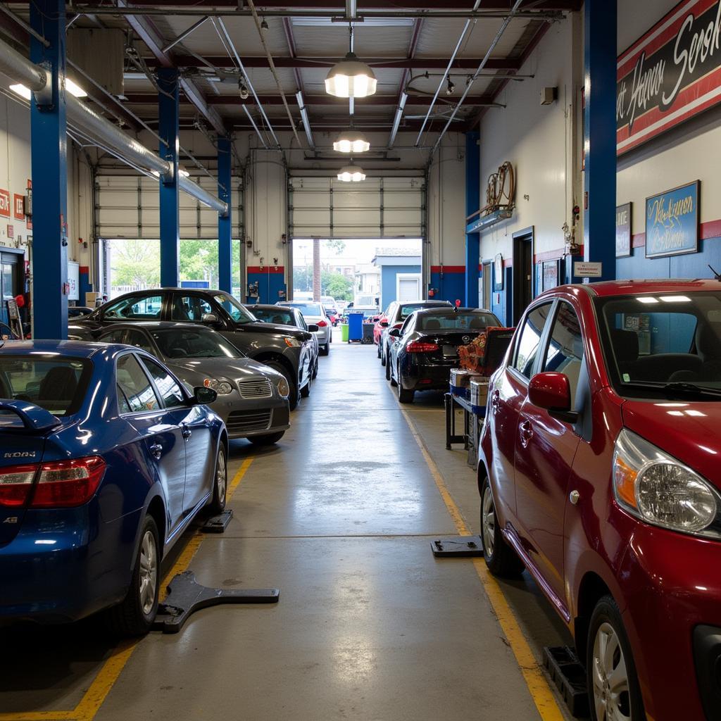 A Busy and Well-Equipped Independent Mechanic Shop