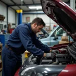 Independent Mechanic Working on a Car