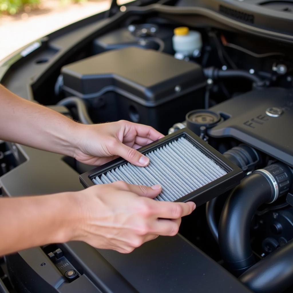 Inspecting Car Air Filter