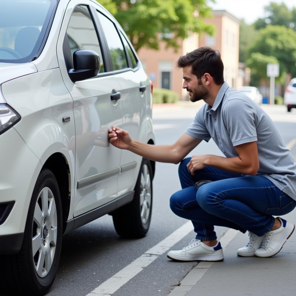 Inspecting a Rental Car in Chakan