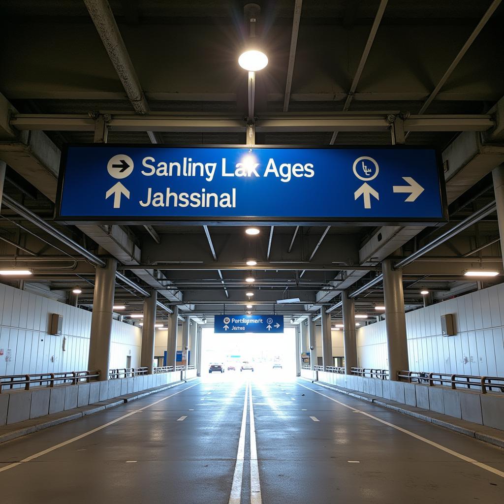 JFK Parking Garage with Terminal Access Signs