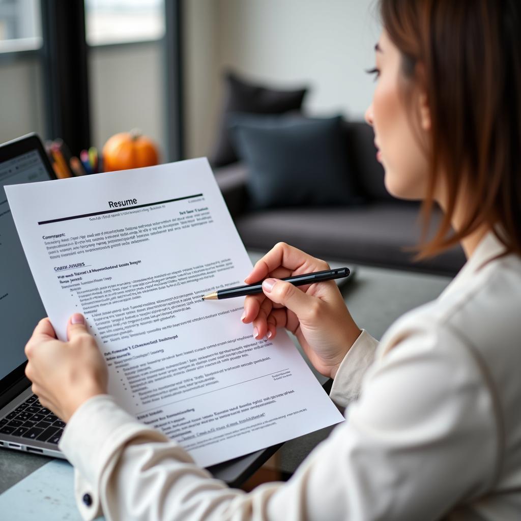 Job Seeker Reviewing Resume with Consultant