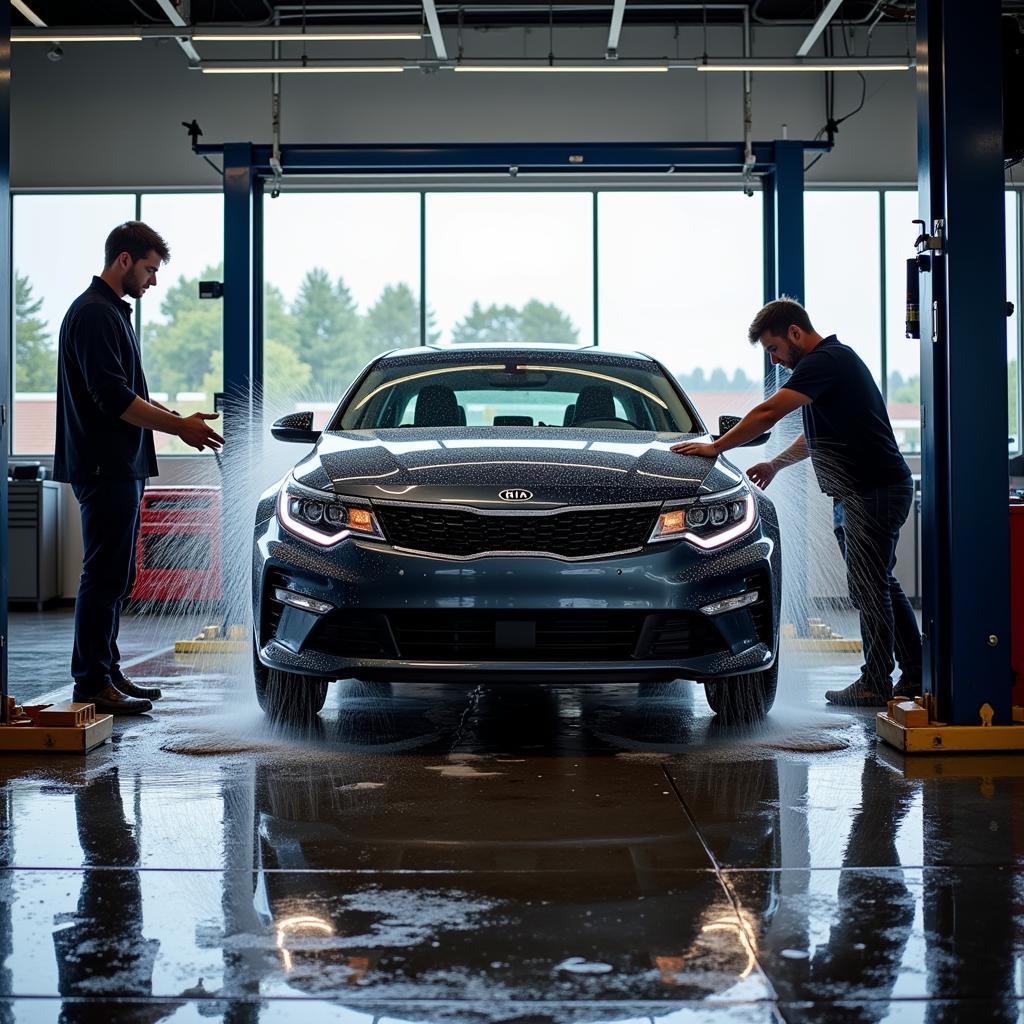 Kia Optima Undergoing Service at Dealership