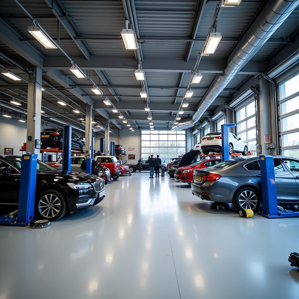 Interior of a Busy Car Service Center in Kidlington