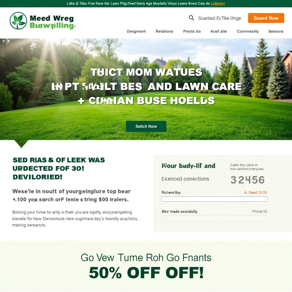 Website banner promoting lawn care discounts