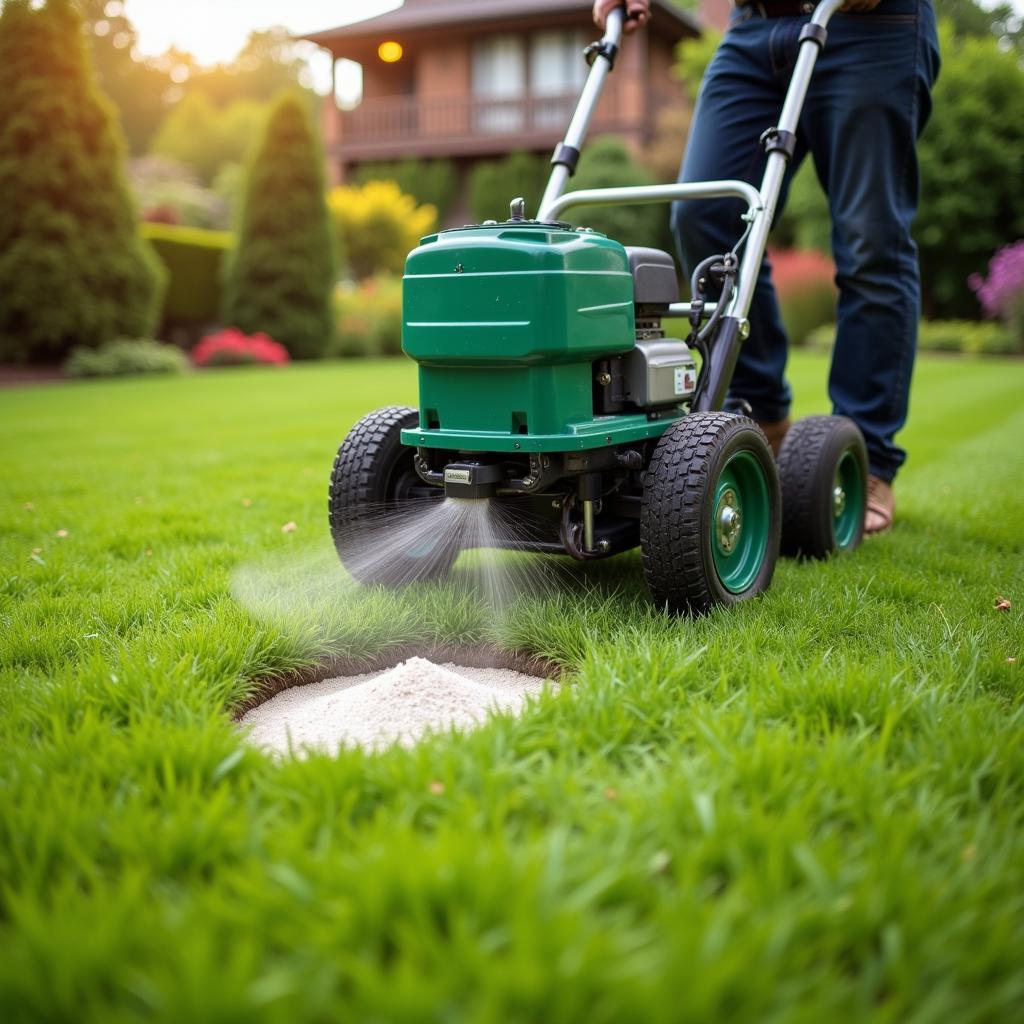 Lawn Care Professional Applying Fertilizer