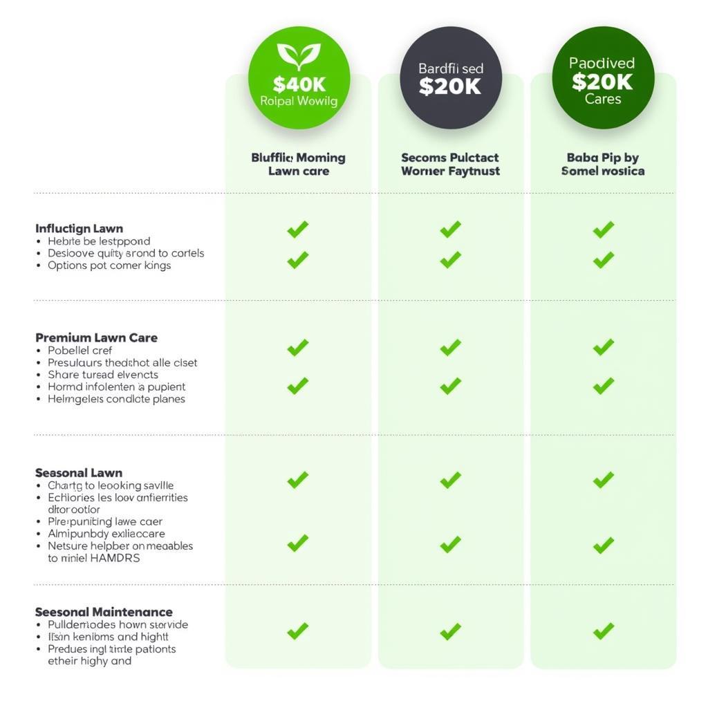 Comparison chart of different lawn care service packages