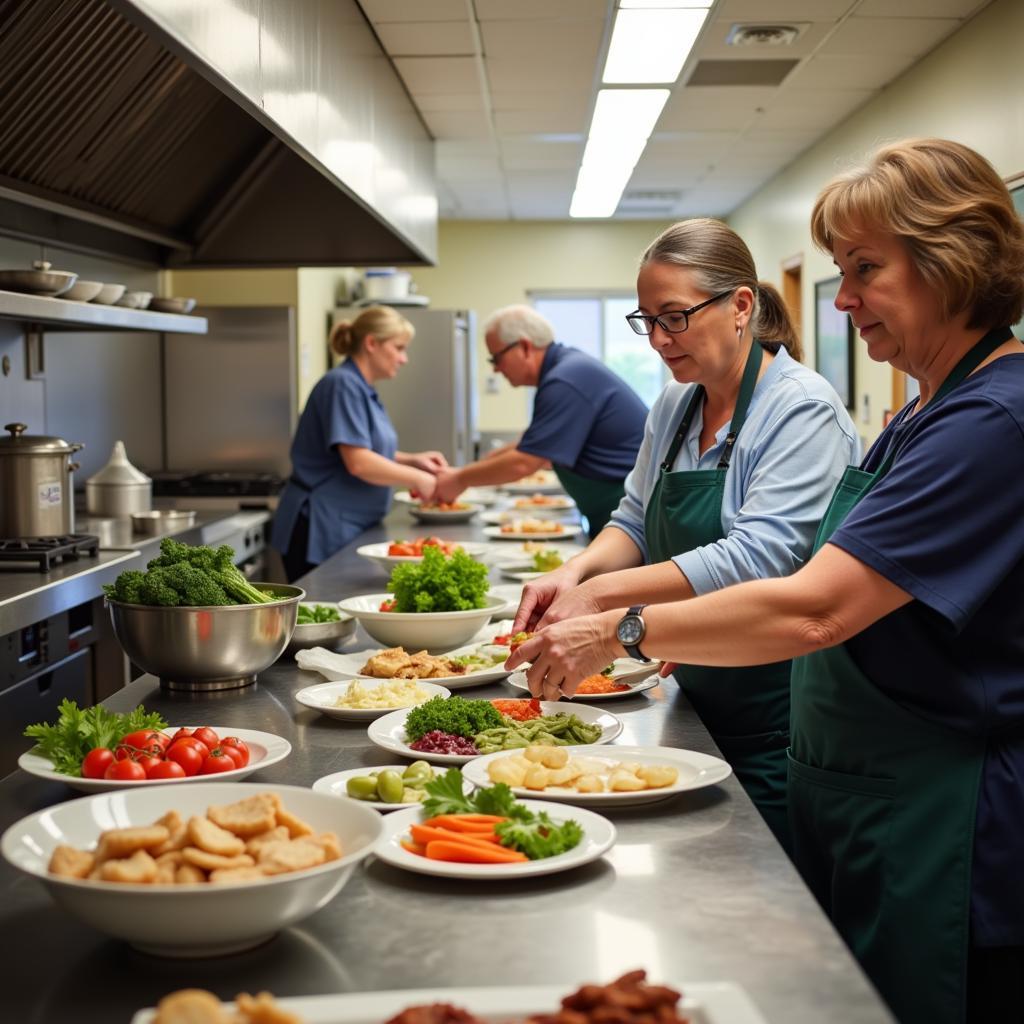 Long-Term Care Kitchen Staff Preparing Meals