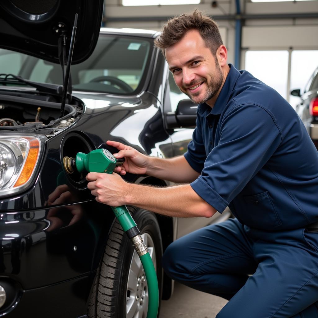 LPG Mechanic Working on a Car in Scotland