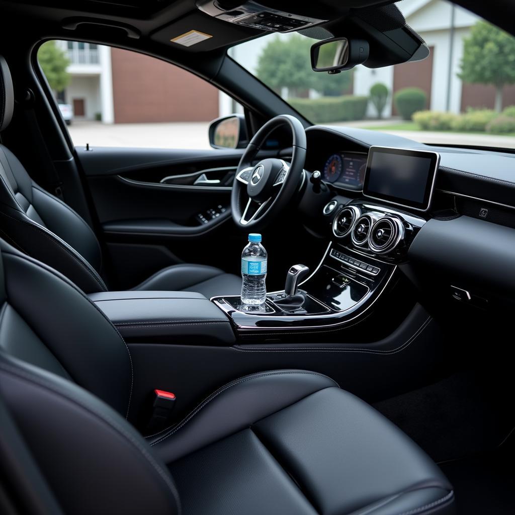 Luxury Black Car Interior with Amenities