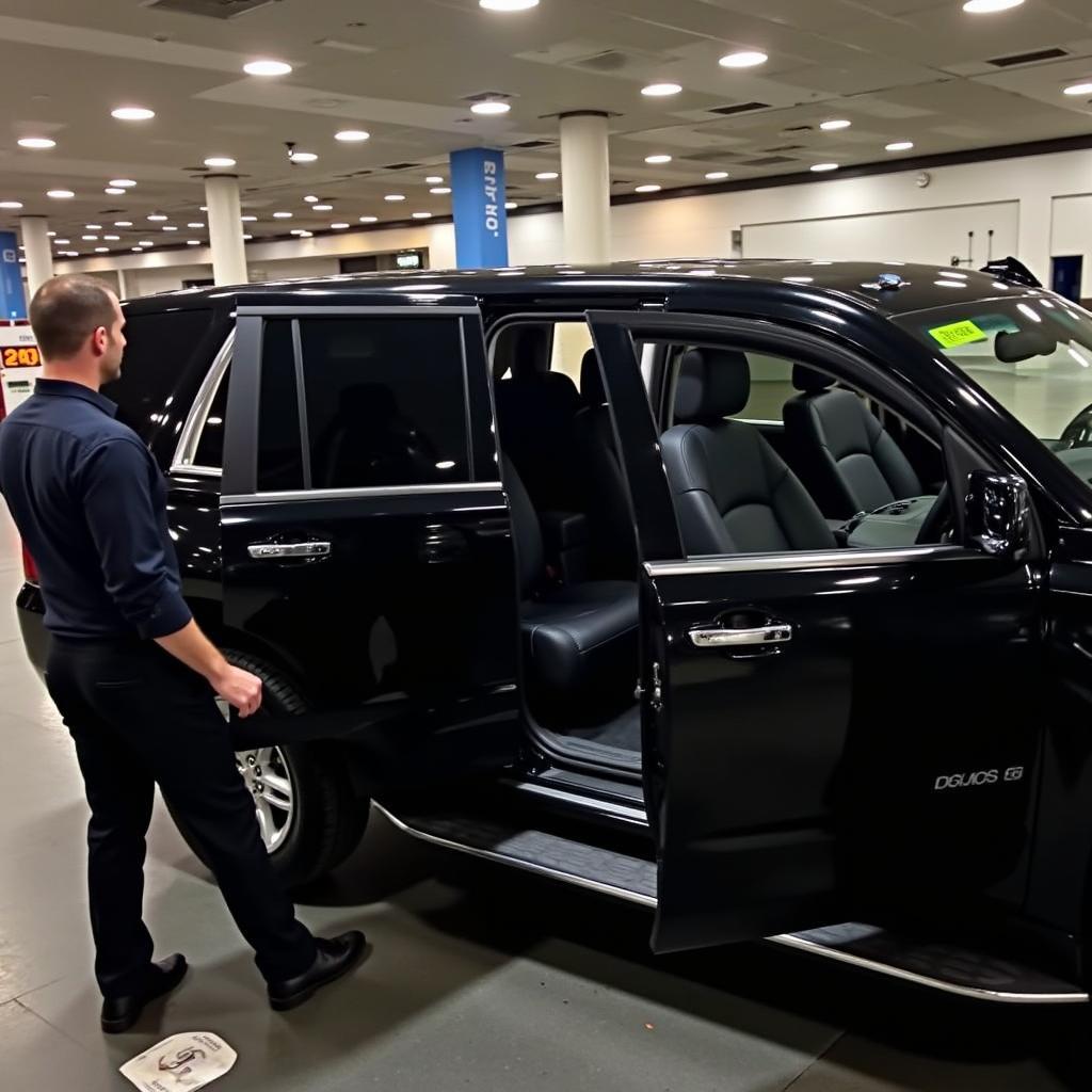 Luxury car service waiting at EWR airport.