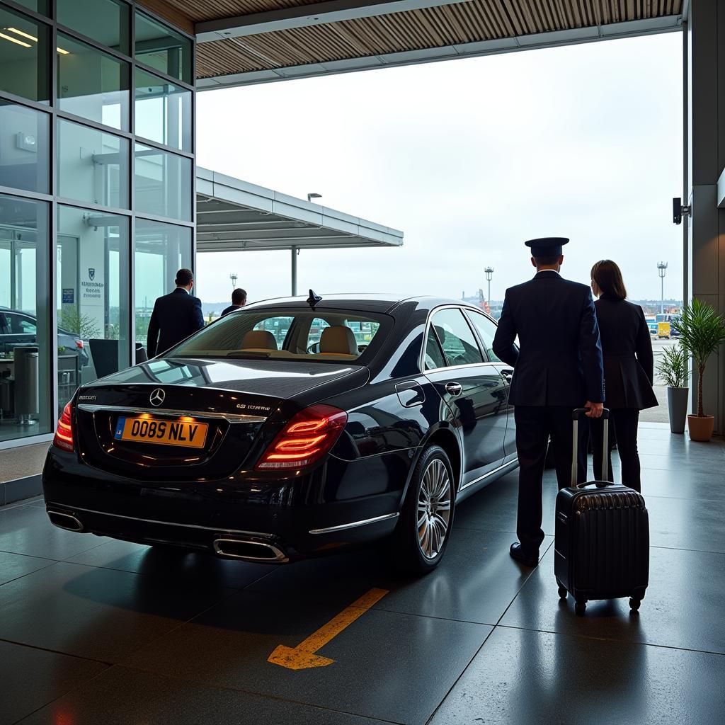 Luxury car service arriving at Heathrow Airport