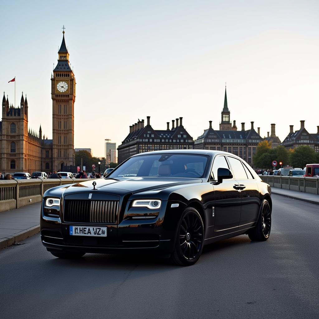 Luxury Car Service with London Skyline in Background