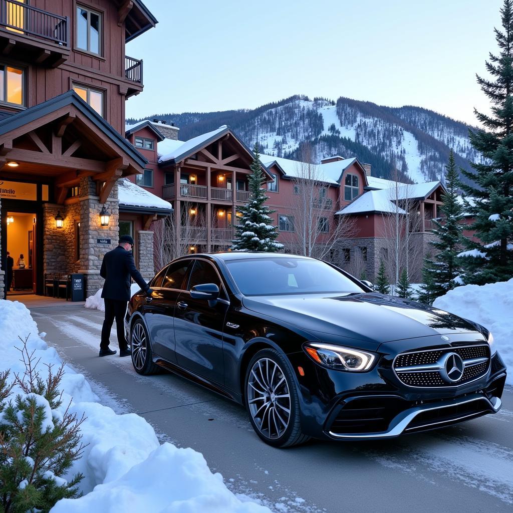 Luxury car service arriving at a ski resort in Park City