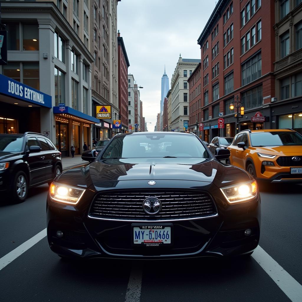 Navigating Manhattan Cruise Terminals: Car service smoothly handling traffic.