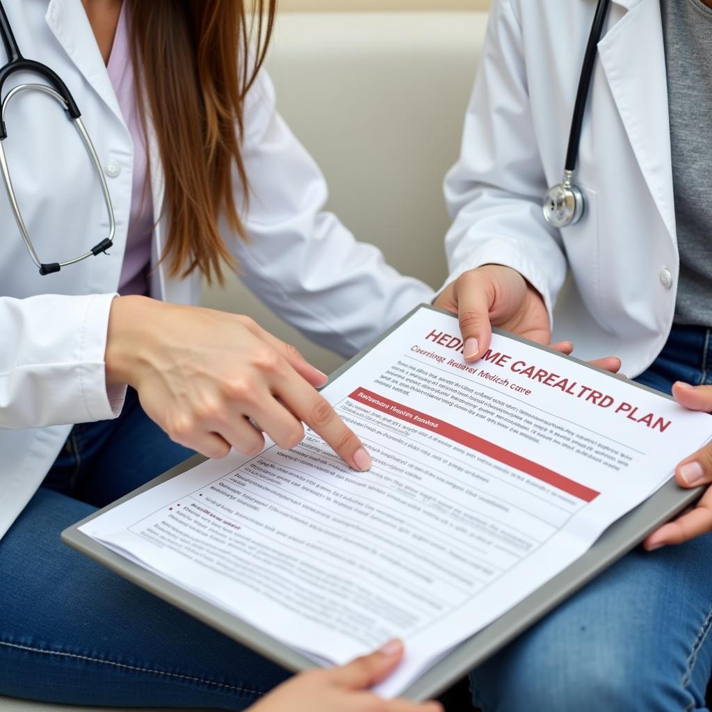 A patient and doctor reviewing a health plan