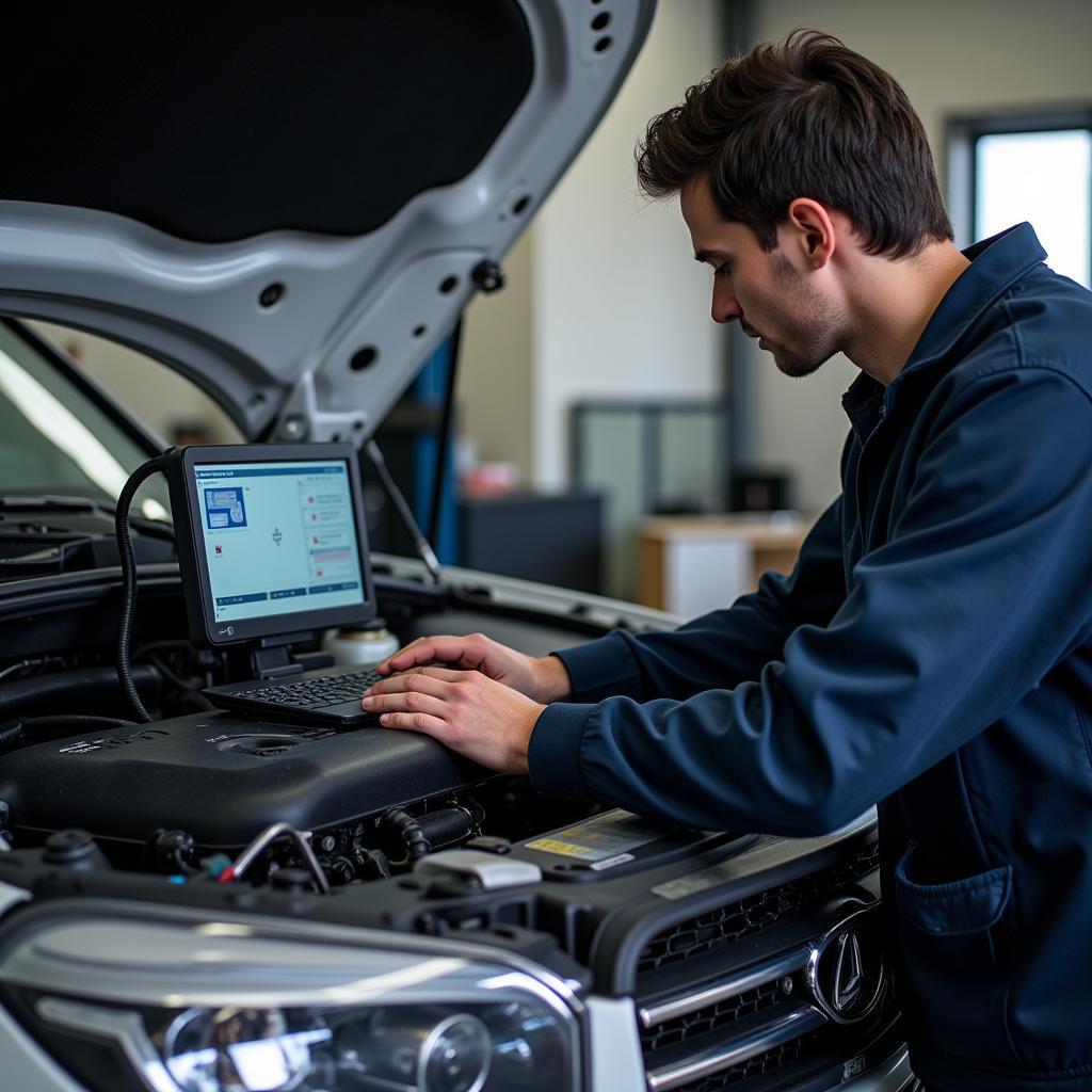 Mechanic Checking Car