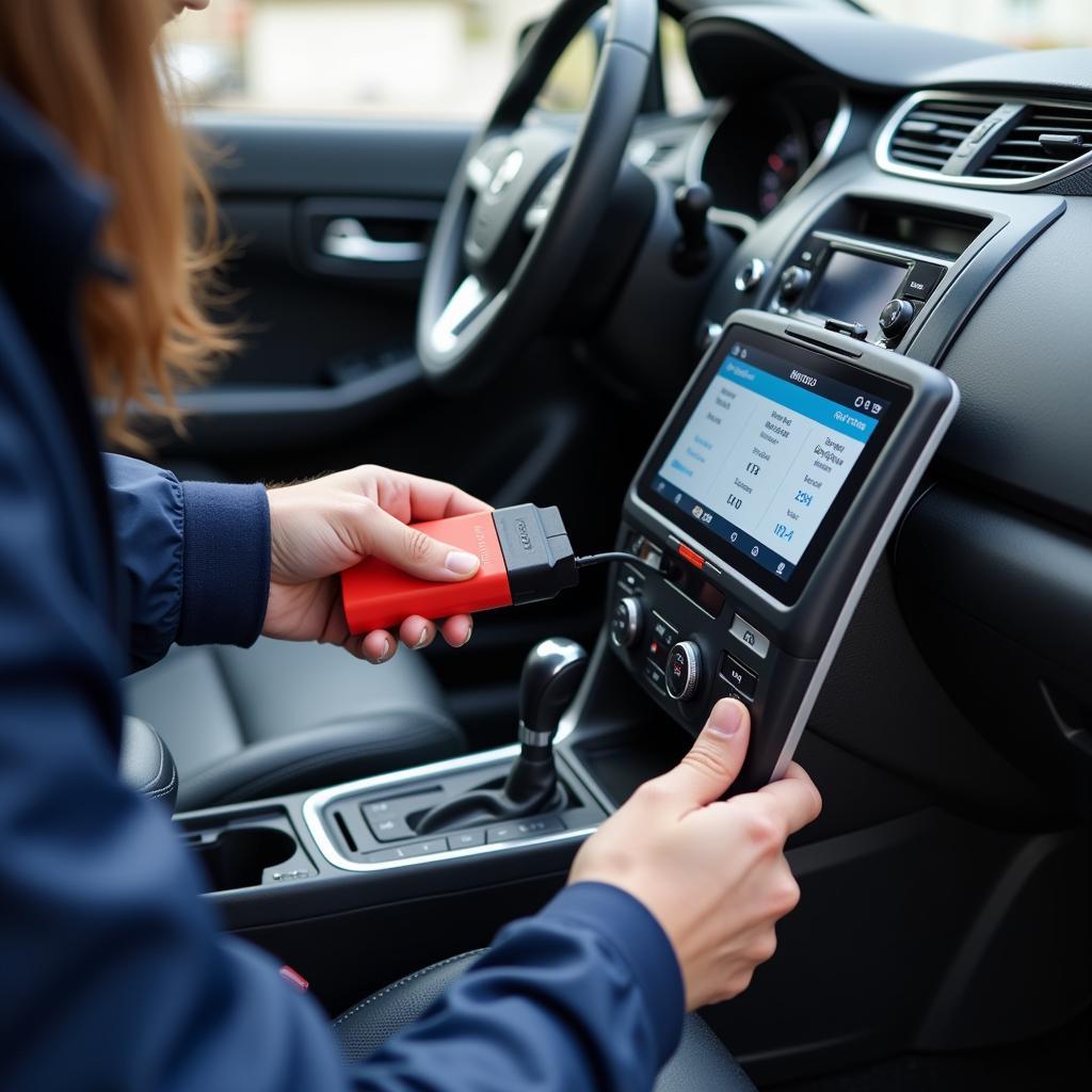 Mechanic Checking Car's Computer for Service History