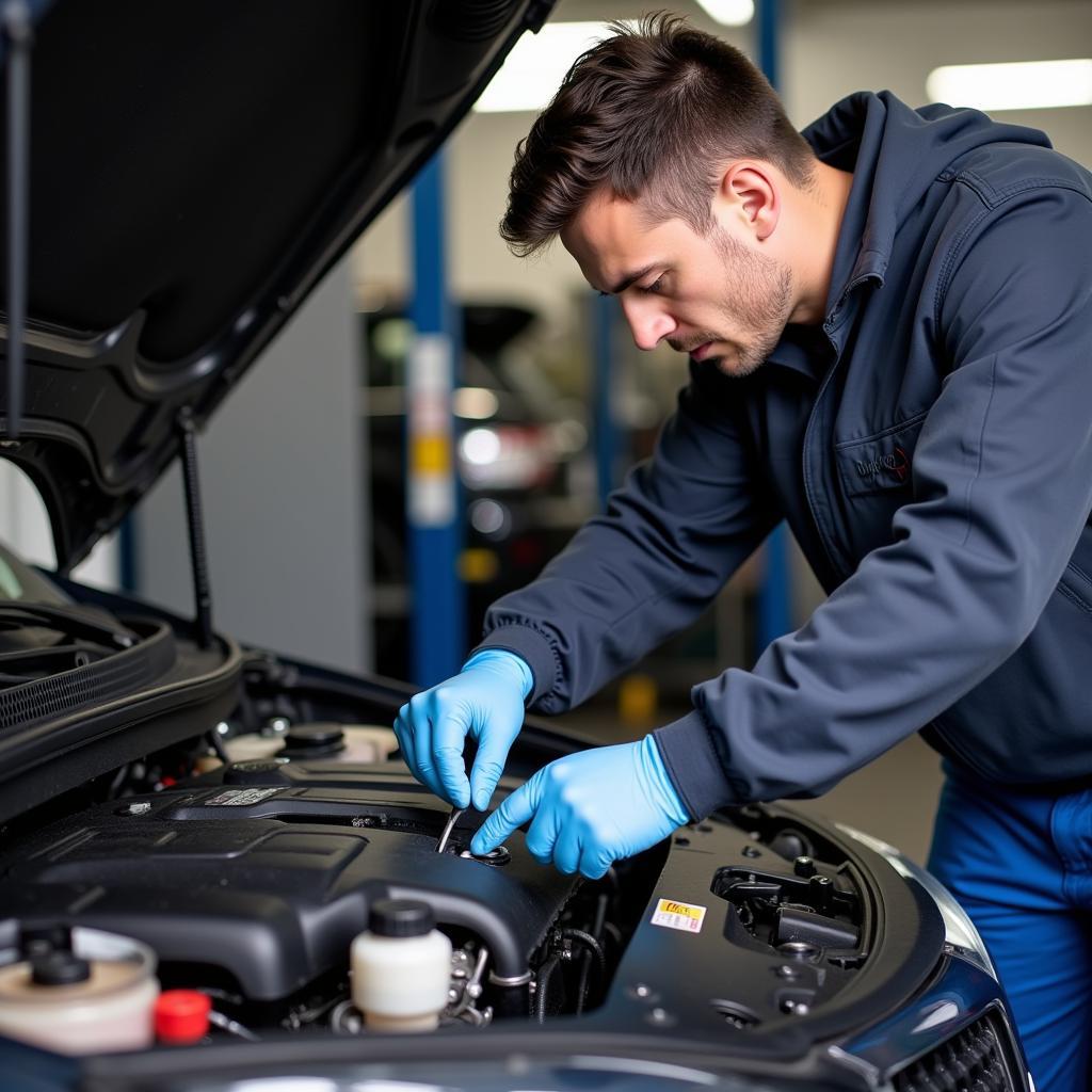 Mechanic Checking Car Engine