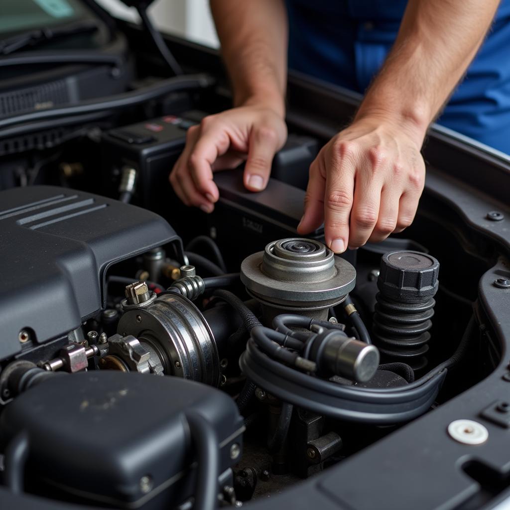 Mechanic Checking Car Engine