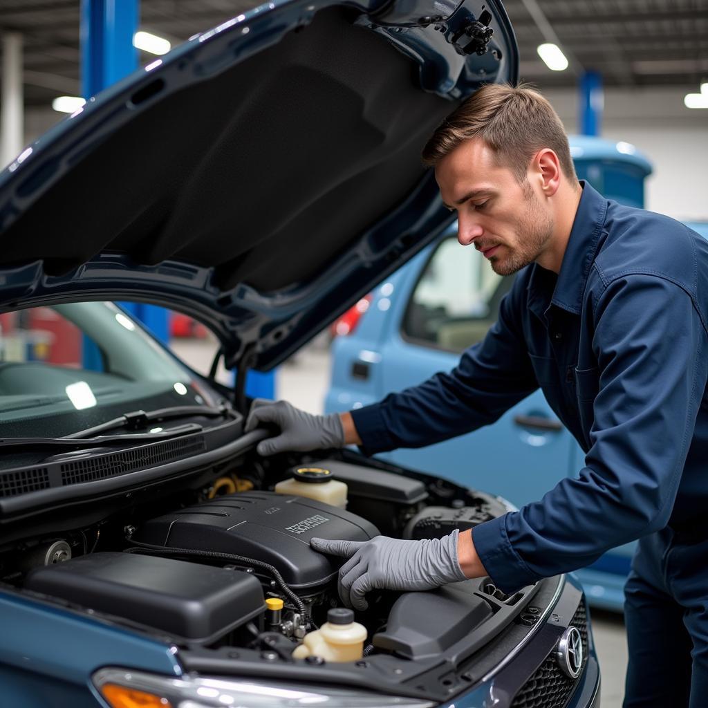 Mechanic Checking Car Engine