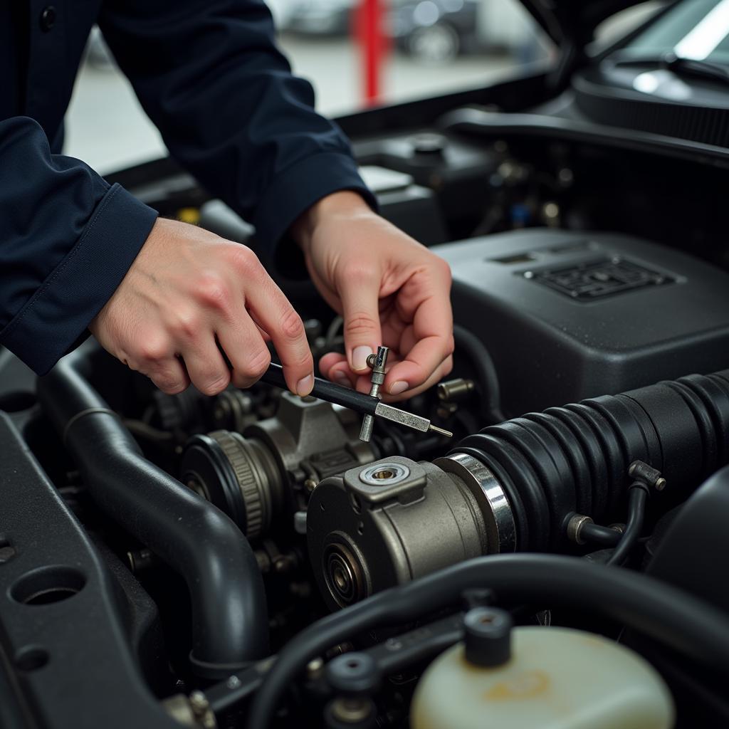 Mechanic Checking Car Engine