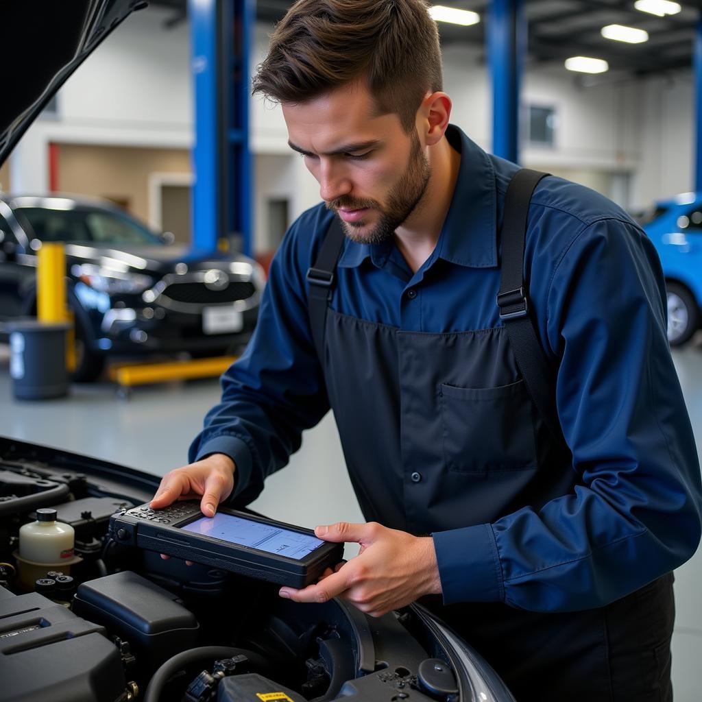 Mechanic estimating service time for a car repair