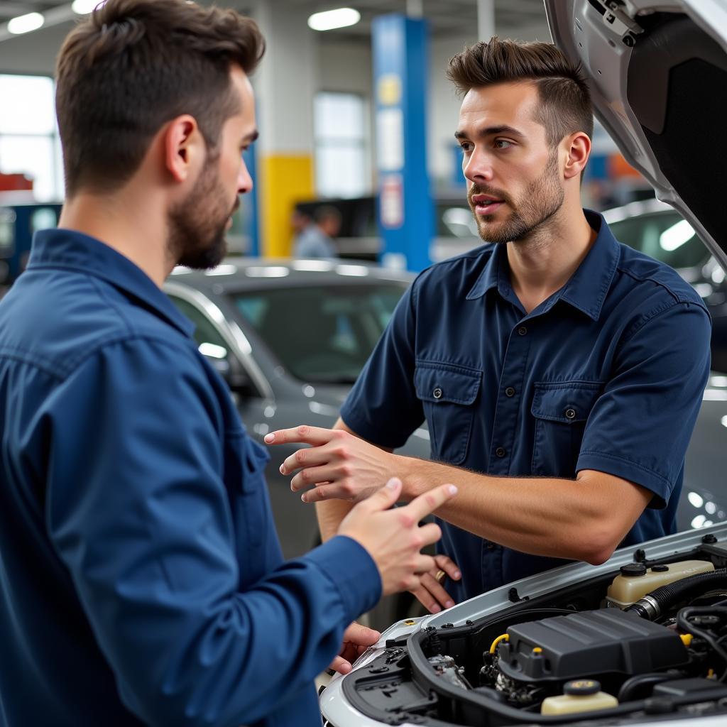 Mechanic Explaining Car Service