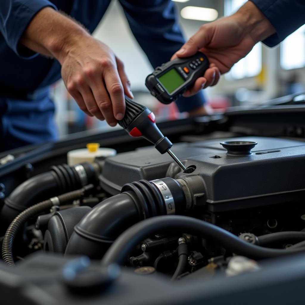 Mechanic Inspecting a Car