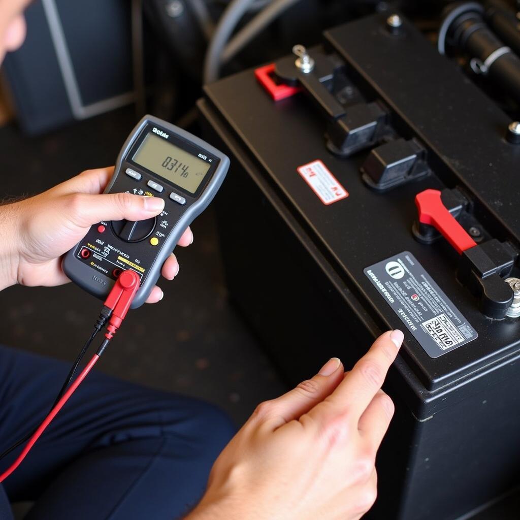 Mechanic Inspecting Car Battery Terminals