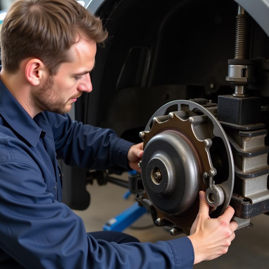 Mechanic Inspecting Car Differential