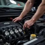 Mechanic Inspecting Car Engine