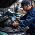 Mechanic Inspecting Car Engine