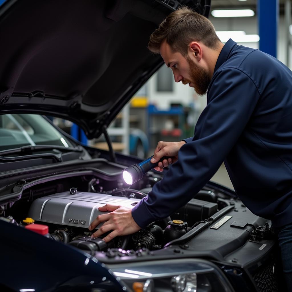 Mechanic Inspecting a Car Engine in Randburg