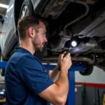 Mechanic Inspecting Car for Damage Related to Open Claim