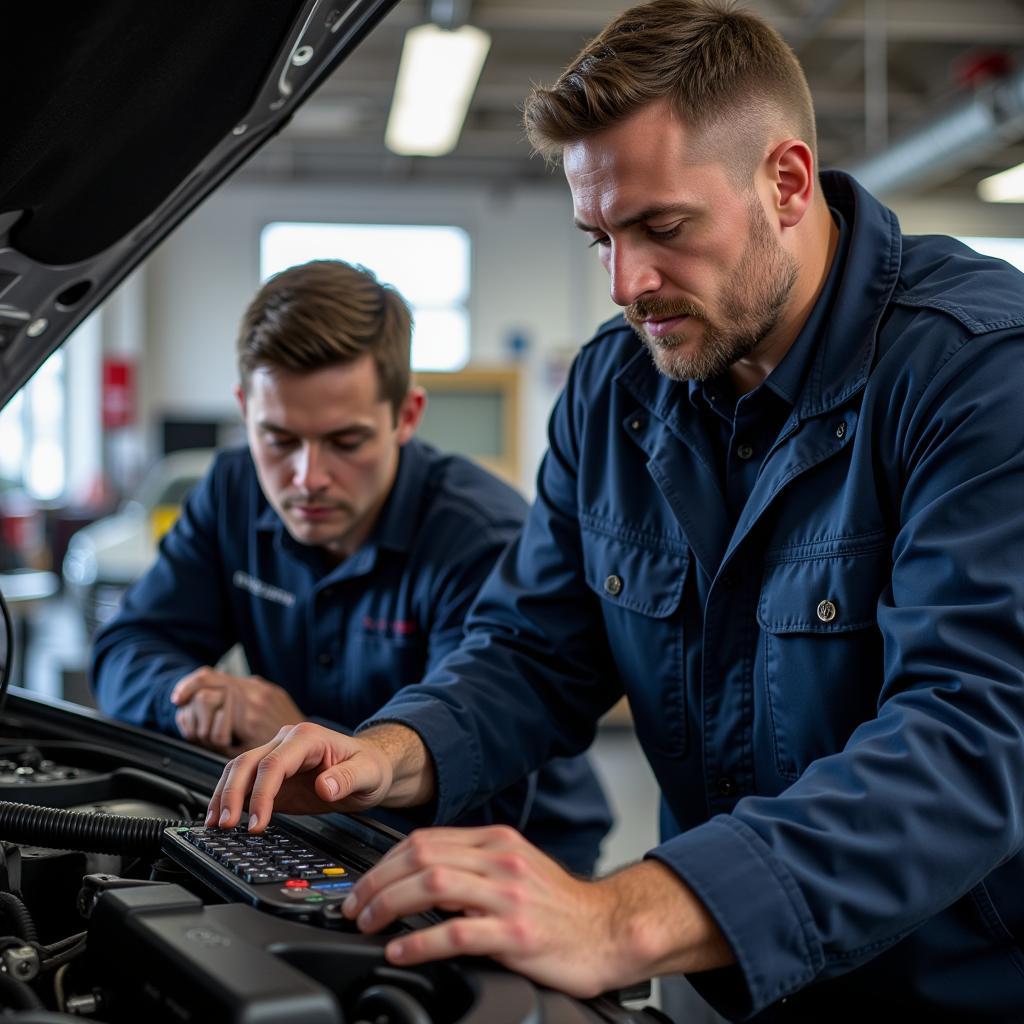 Mechanic Inspecting Car in Morgantown